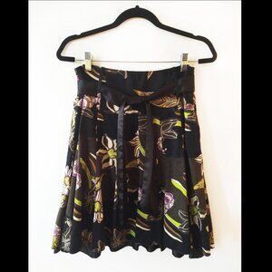 Flouncy A-Line Multicolour Floral Patterned Skirt, Size 11